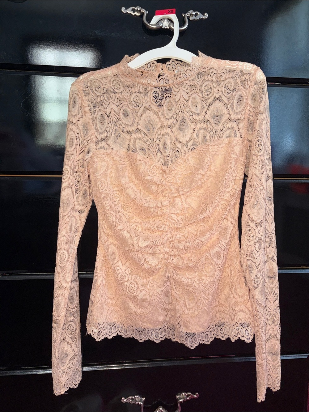 Guess by Marciano Blush Lace Long-Sleeve Top